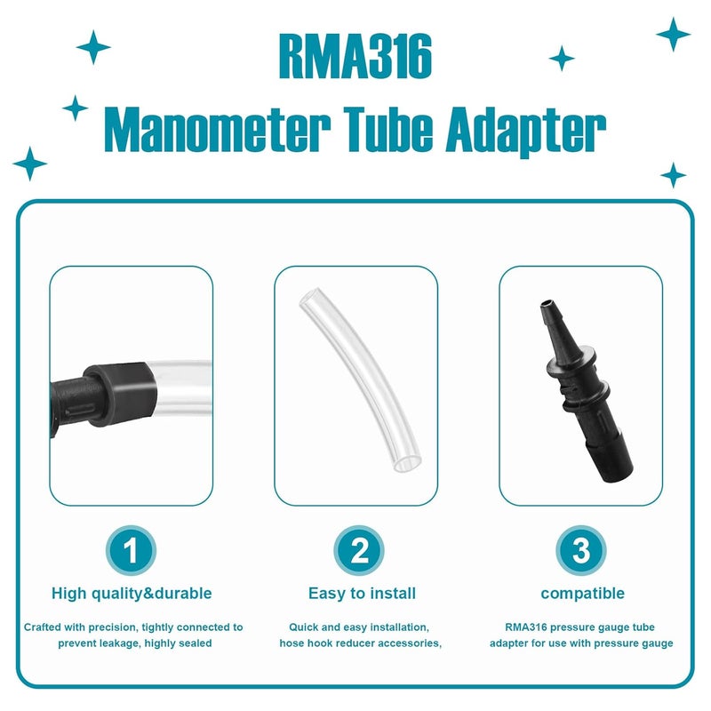 SuperDi RMA316 Manometer Tube Adapter,Pressure Tube Adapter Fitting,3/16 in. to 5/16 Manometer Fittings Adapter Fit for Fieldpiece Manometer Inlet and Outlet Valves on Various Models of Gas Appliances-2PCS - Image 3